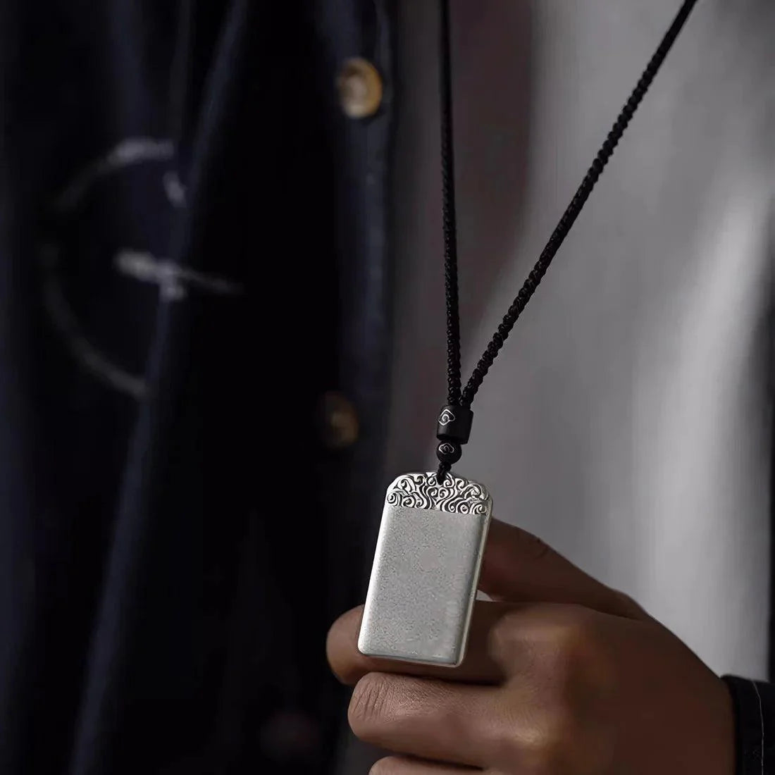 Pure Silver Auspicious Cloud Amulet Pendant