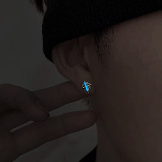 Tritium & Silver Starburst Stud Earrings