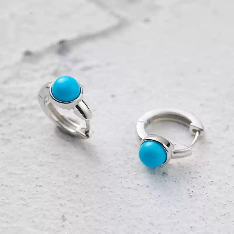 Tibetan Soul Stone-Minimalist Natural Turquoise Earrings-Unique and Niche Design - LOVELY ROBIN