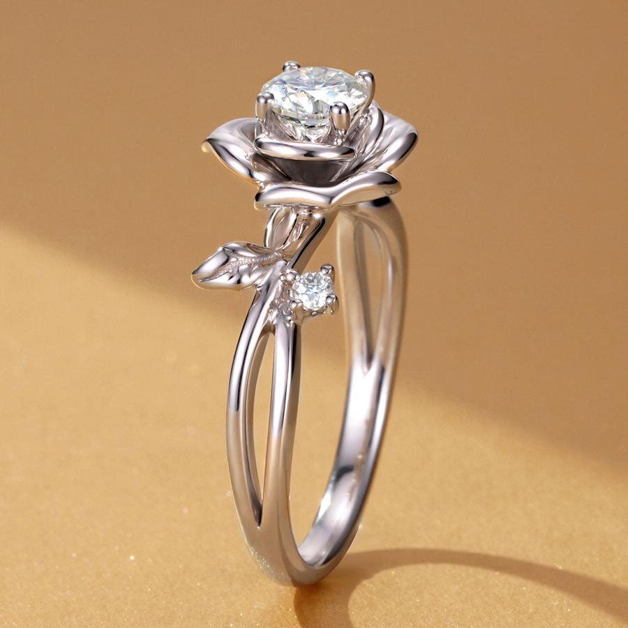 Gardenia Flower 925 Silver Women's Ring, Moissanite Diamond Ring-Light Luxury Original Design-Fashionable and High-end Diamond Ring - LOVELY ROBIN
