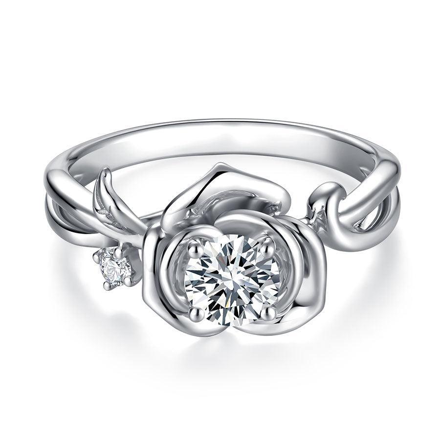 Gardenia Flower 925 Silver Women's Ring, Moissanite Diamond Ring-Light Luxury Original Design-Fashionable and High-end Diamond Ring - LOVELY ROBIN