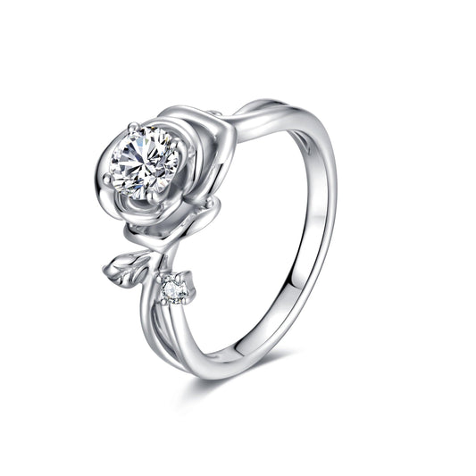 Gardenia Flower 925 Silver Women's Ring, Moissanite Diamond Ring-Light Luxury Original Design-Fashionable and High-end Diamond Ring - LOVELY ROBIN