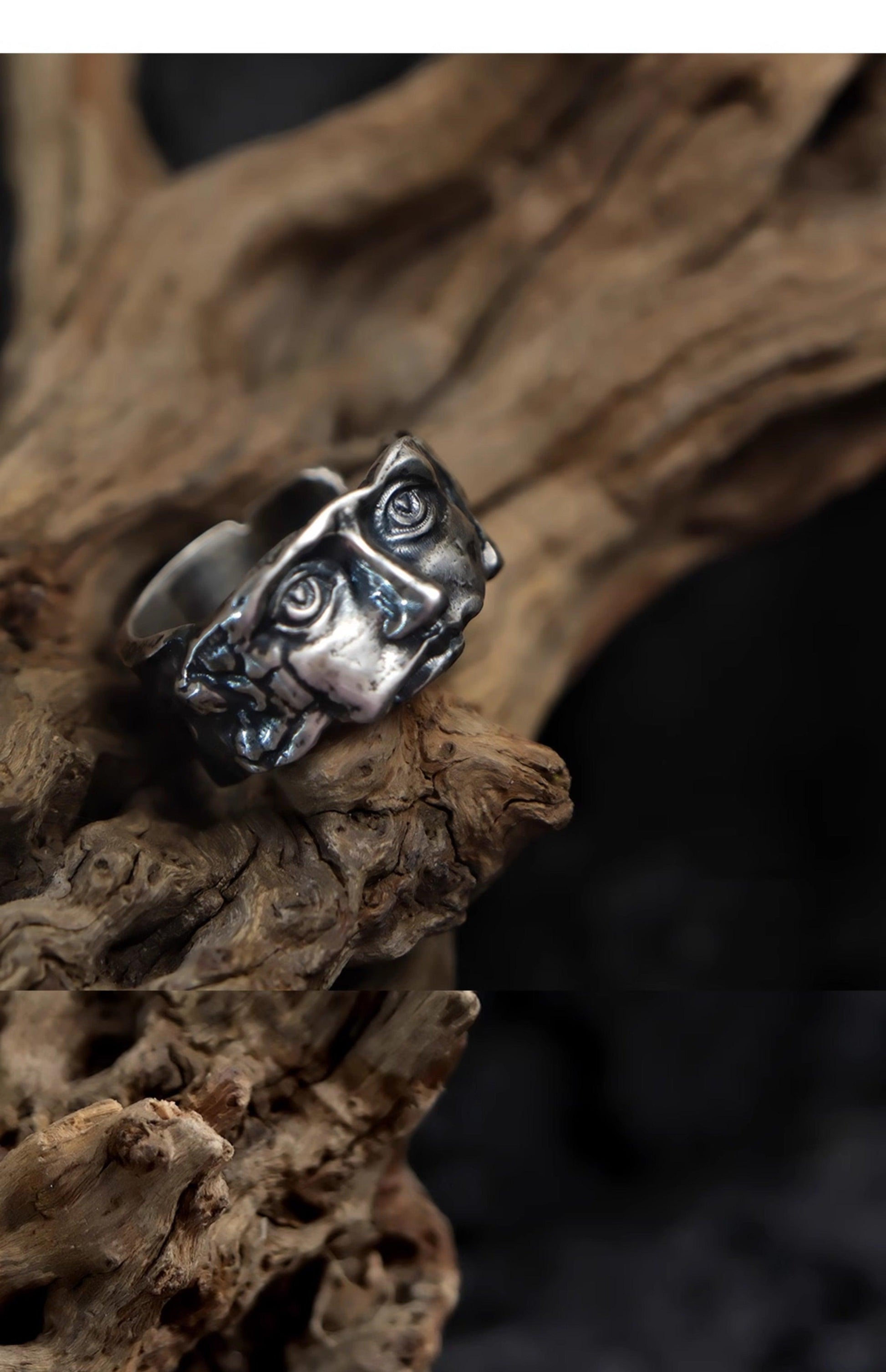 Mask Ring,A mask,a ring,925 silver, handcrafted - LOVELY ROBIN