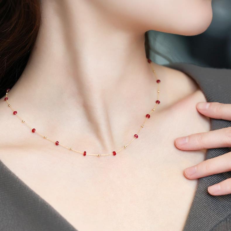 Eternal Flame 18K Gold Ruby Necklace - LOVELY ROBIN