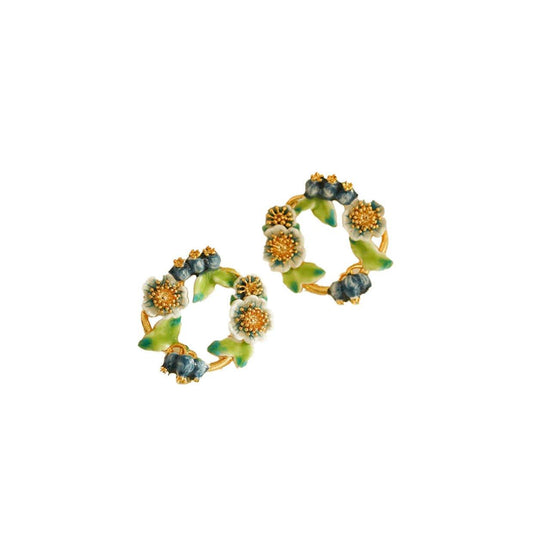 Artisan Enamel Blueberry Wreath Earrings - LOVELY ROBIN
