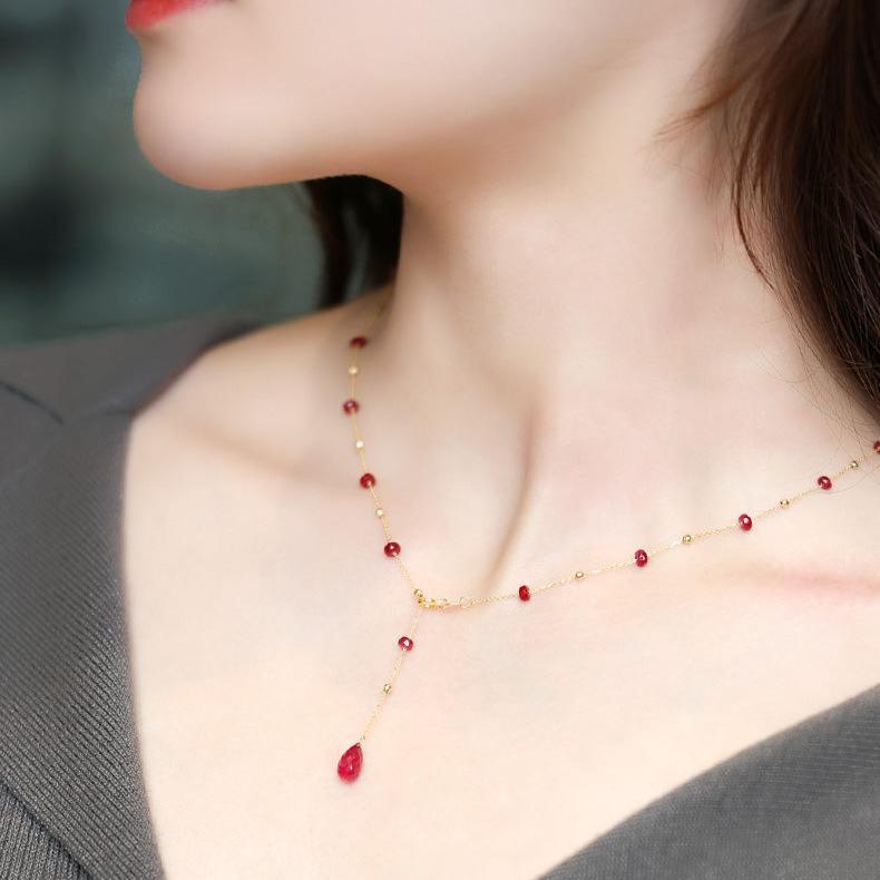 Eternal Flame 18K Gold Ruby Necklace - LOVELY ROBIN