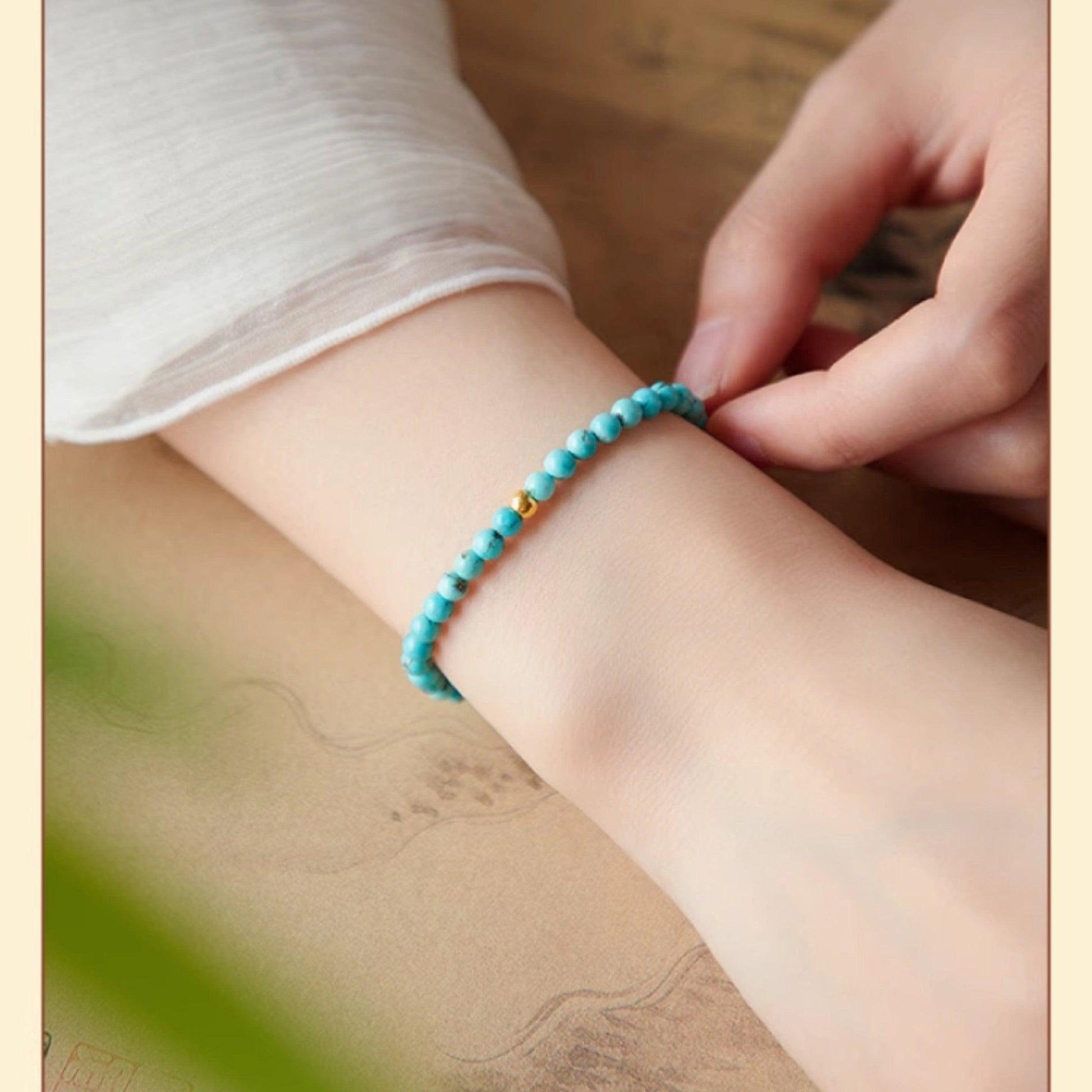 Elegant Turquoise Bracelet with Golden Accents - LOVELY ROBIN
