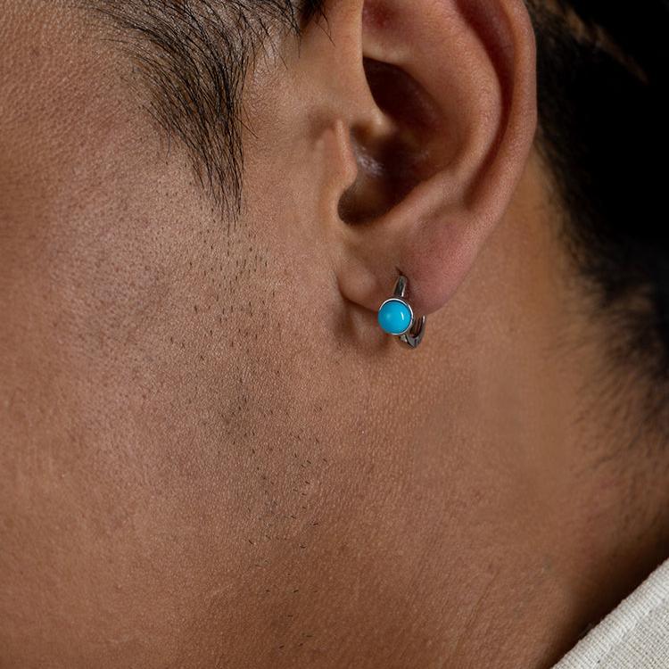 Tibetan Soul Stone-Minimalist Natural Turquoise Earrings-Unique and Niche Design - LOVELY ROBIN