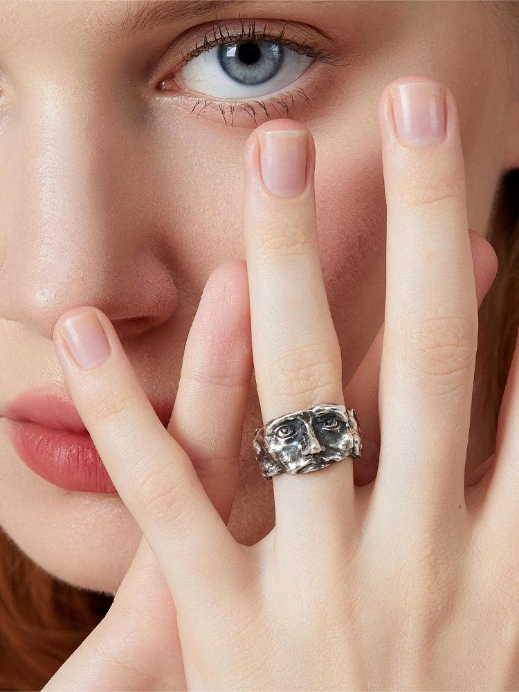 Mask Ring,A mask,a ring,925 silver, handcrafted - LOVELY ROBIN