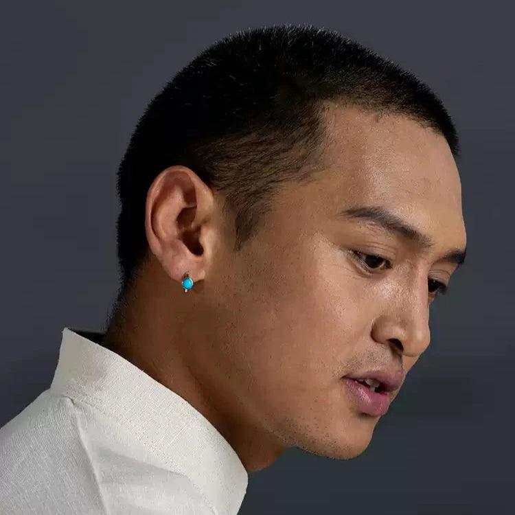 Tibetan Soul Stone-Minimalist Natural Turquoise Earrings-Unique and Niche Design - LOVELY ROBIN