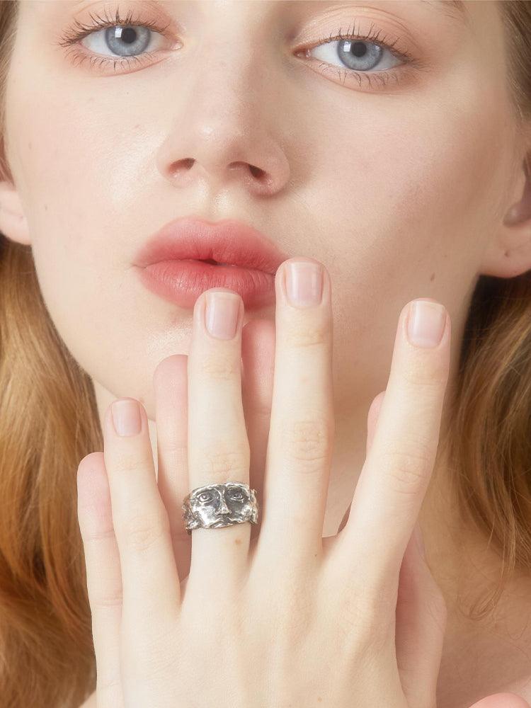 Mask Ring,A mask,a ring,925 silver, handcrafted - LOVELY ROBIN