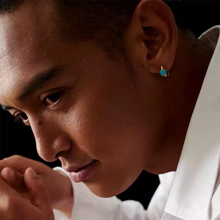 Tibetan Soul Stone-Minimalist Natural Turquoise Earrings-Unique and Niche Design - LOVELY ROBIN