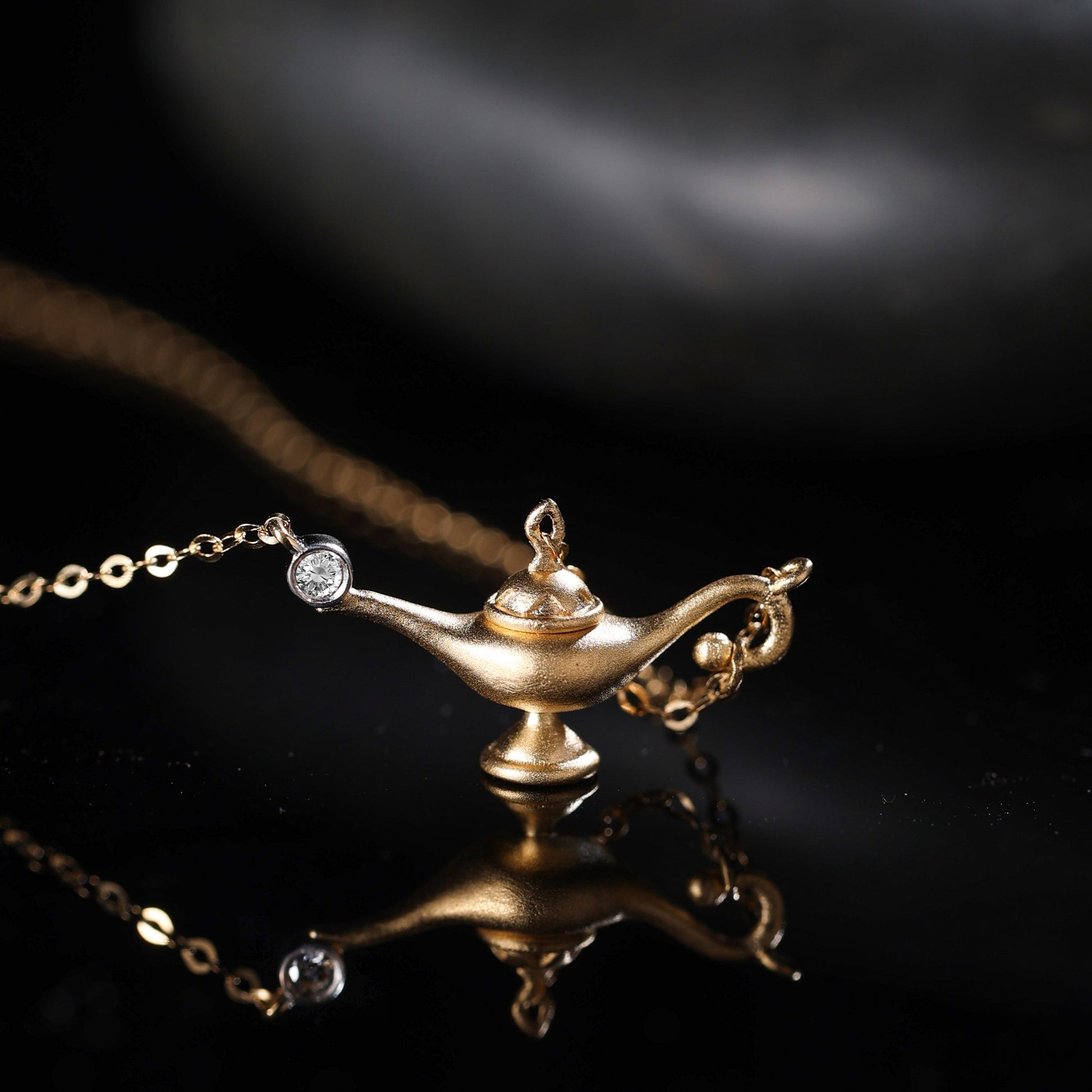Wishes Granted 18K Gold&Diamond Aladdin Lamp Pendant Necklace - LOVELY ROBIN