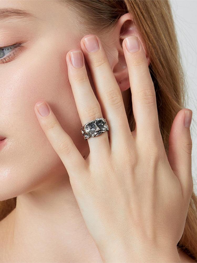 Mask Ring,A mask,a ring,925 silver, handcrafted - LOVELY ROBIN