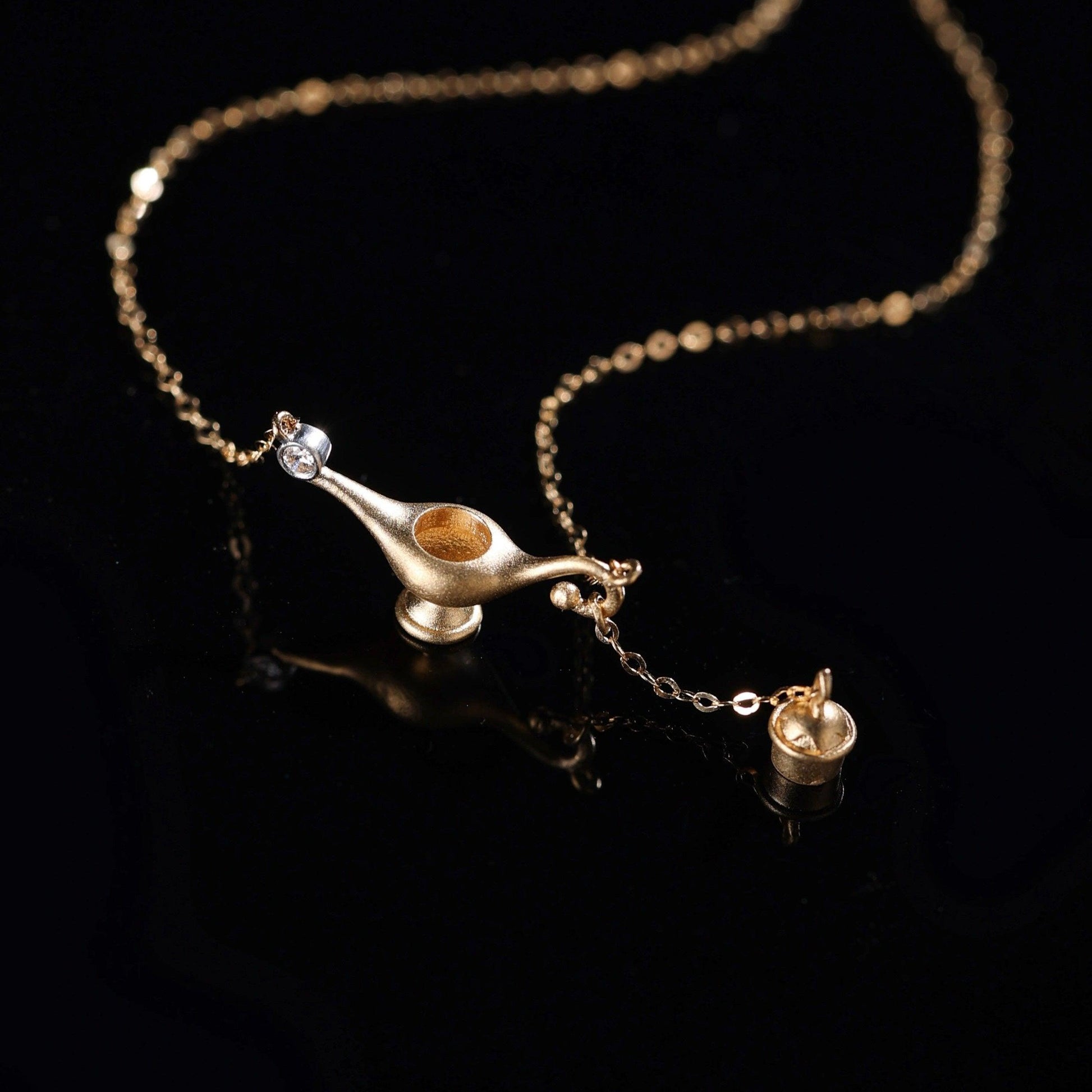 Wishes Granted 18K Gold&Diamond Aladdin Lamp Pendant Necklace - LOVELY ROBIN