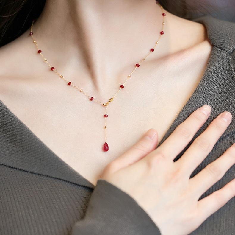 Eternal Flame 18K Gold Ruby Necklace - LOVELY ROBIN