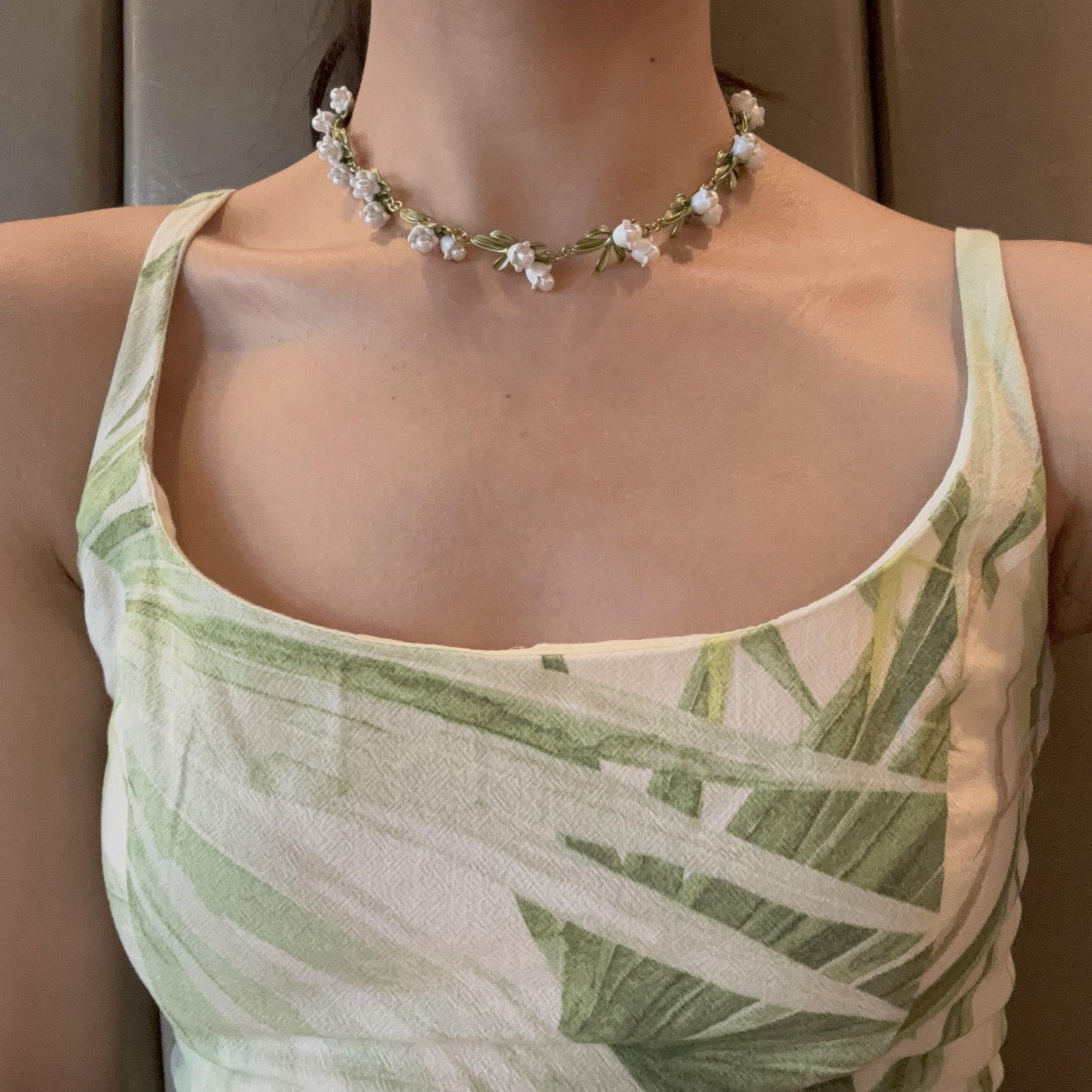 Lily of the Valley Pearl Choker - Elegant Floral Necklace - LOVELY ROBIN