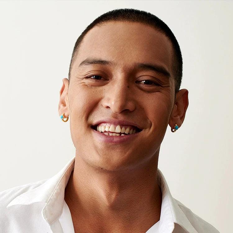 Tibetan Soul Stone-Minimalist Natural Turquoise Earrings-Unique and Niche Design - LOVELY ROBIN