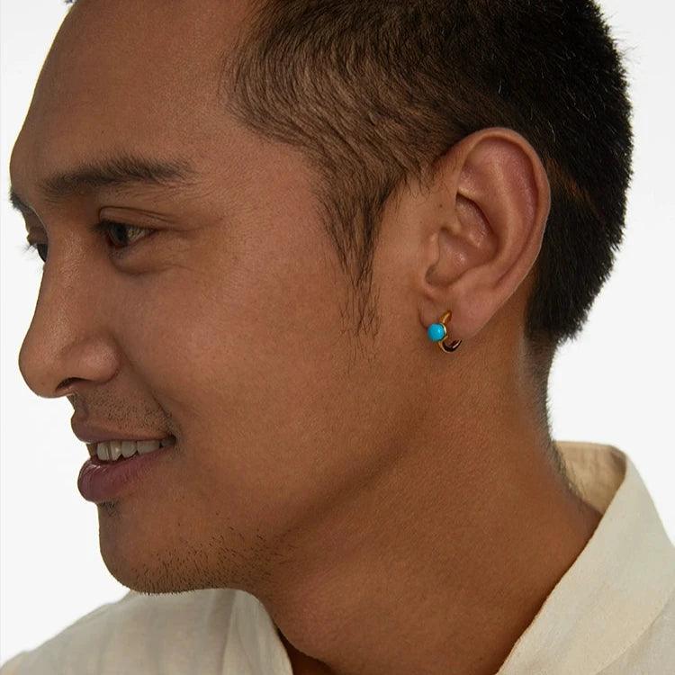 Tibetan Soul Stone-Minimalist Natural Turquoise Earrings-Unique and Niche Design - LOVELY ROBIN