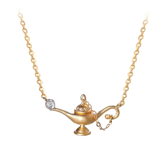 Wishes Granted 18K Gold&Diamond Aladdin Lamp Pendant Necklace - LOVELY ROBIN