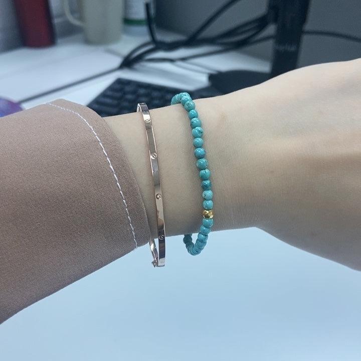 Elegant Turquoise Bracelet with Golden Accents - LOVELY ROBIN