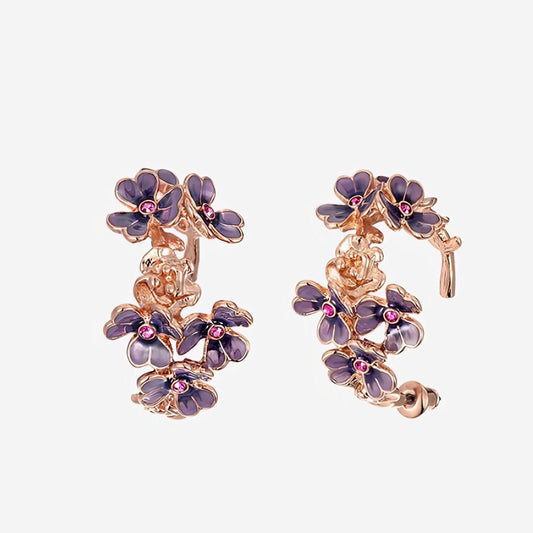 Van Gogh Iris Flower Enamel Earrings - LOVELY ROBIN