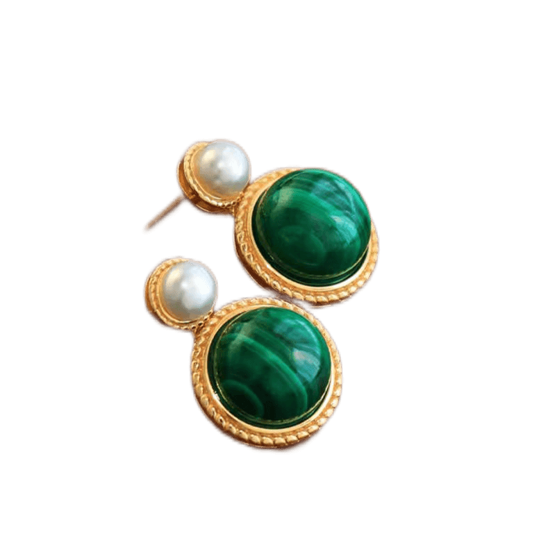 Radiant Elegance - Malachite Pearl Earrings - LOVELY ROBIN
