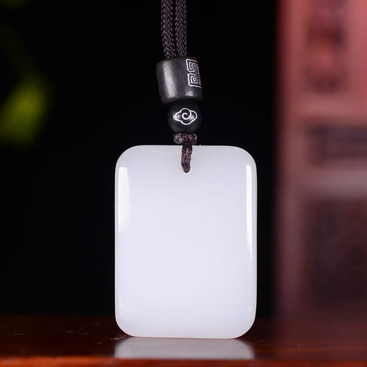 Bafang Fortune Jade Amulet – Natural White Hetian Jade