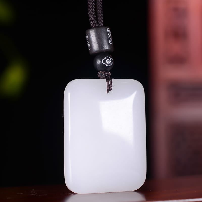 Bafang Fortune Jade Amulet – Natural White Hetian Jade