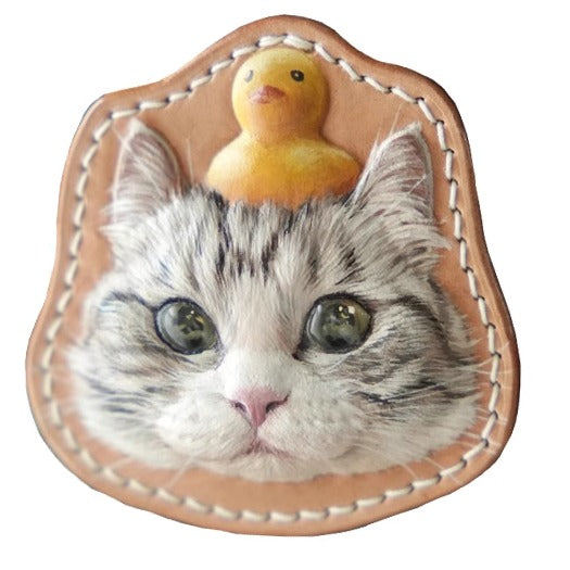 Custom 3D Leather Pet Memorial Keychain Brooch