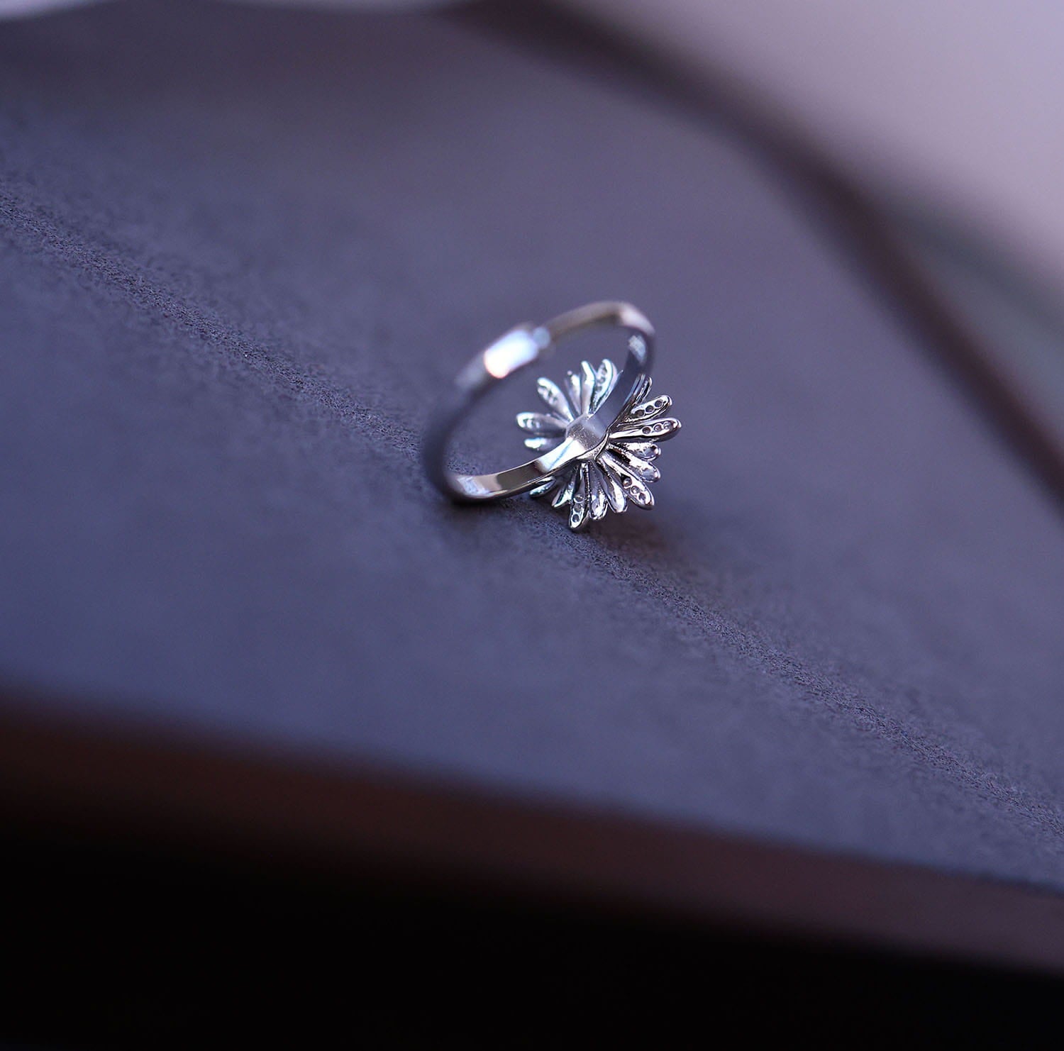 Daisy Flower Citrine Open Ring in 925 Sterling Silver – Handcrafted Brazilian Yellow Quartz Jewelry