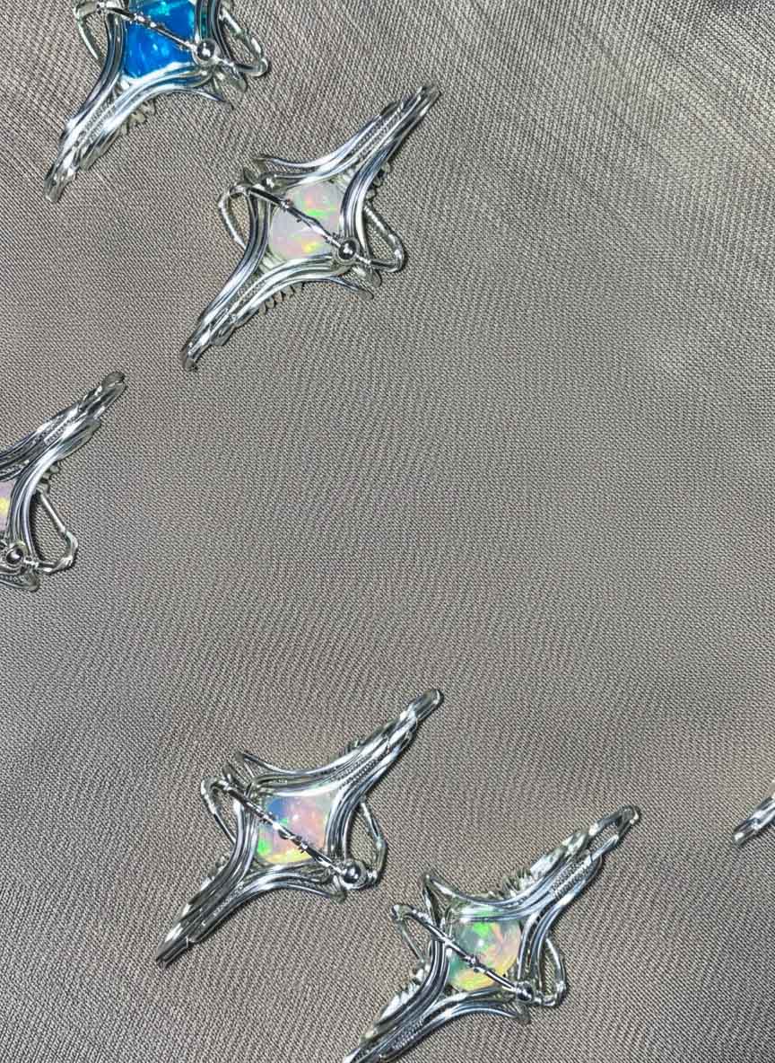 Handcrafted Sterling Silver Wire-Wrapped Pendant Necklace with Natural White Opal