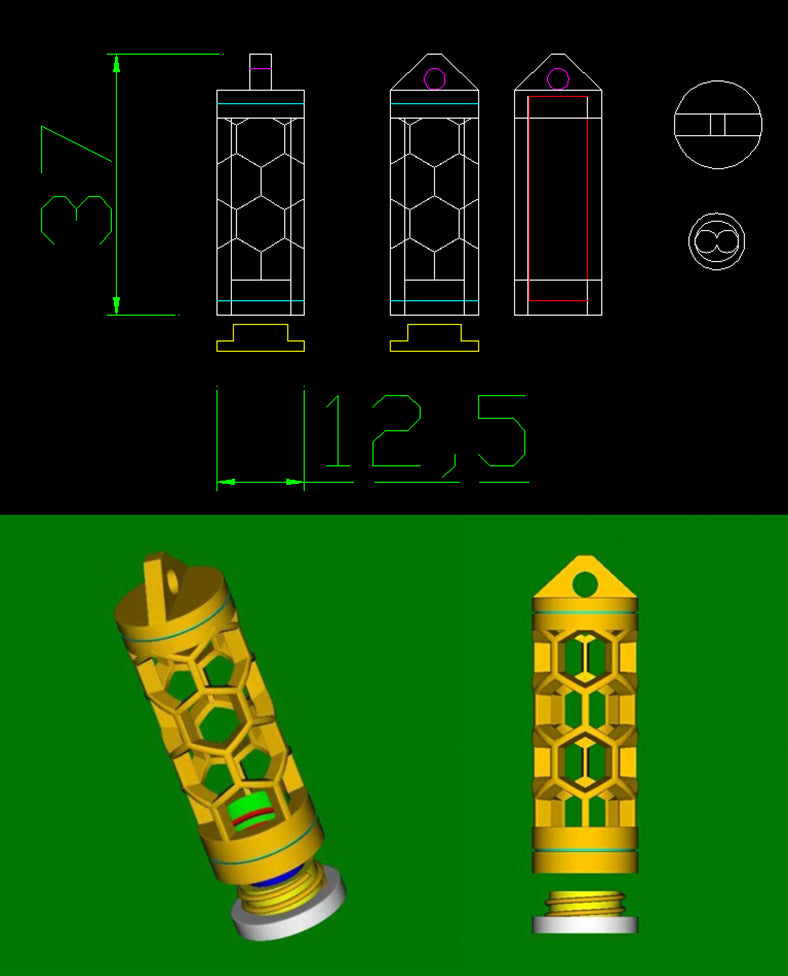 Hexcore Tritium Sterling Silver Pendant