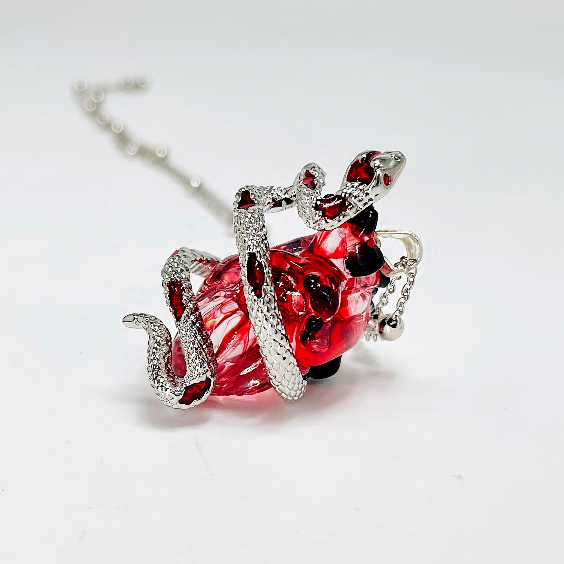 Silver Snake Wrapped Heart Pendant - LOVELY ROBIN