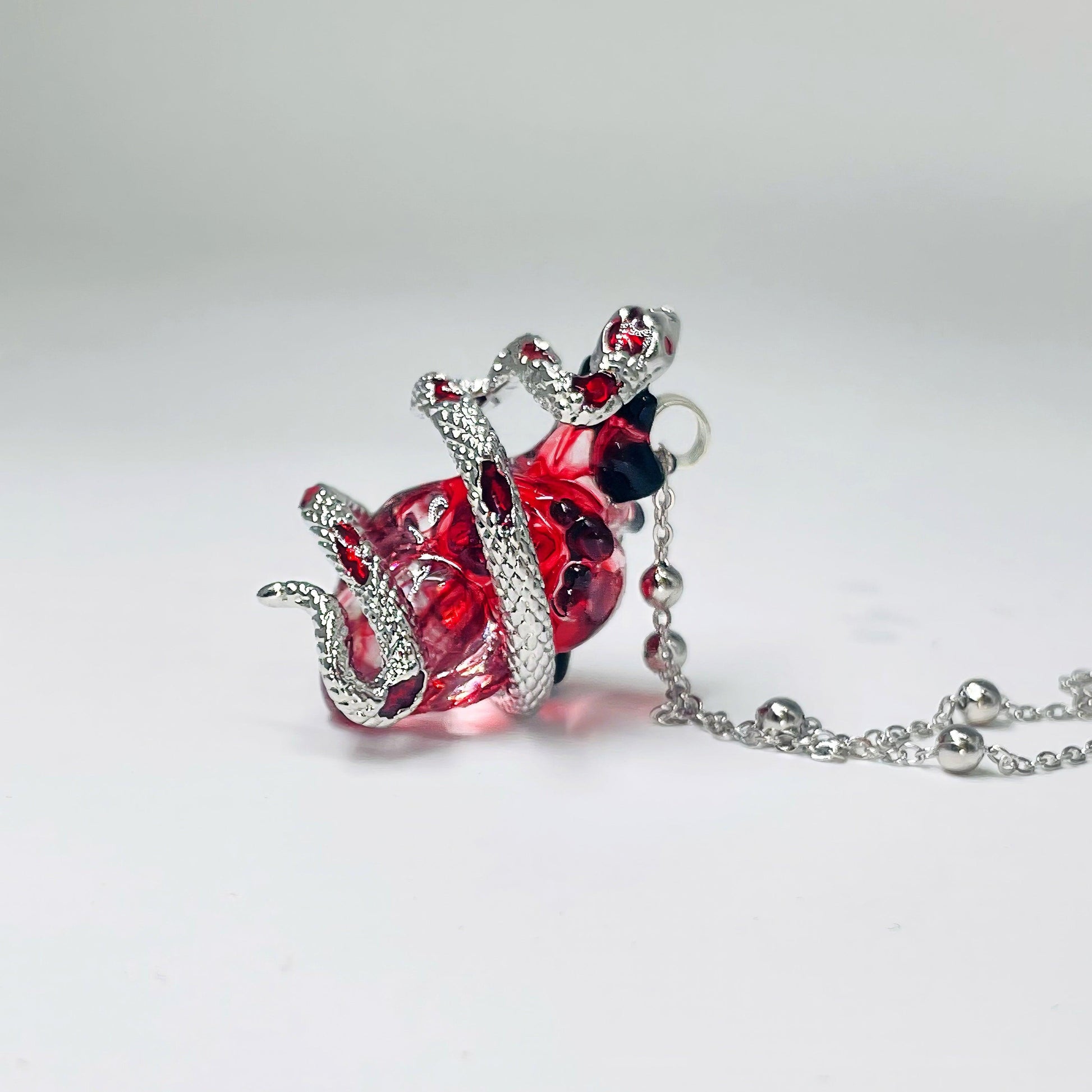 Silver Snake Wrapped Heart Pendant - LOVELY ROBIN