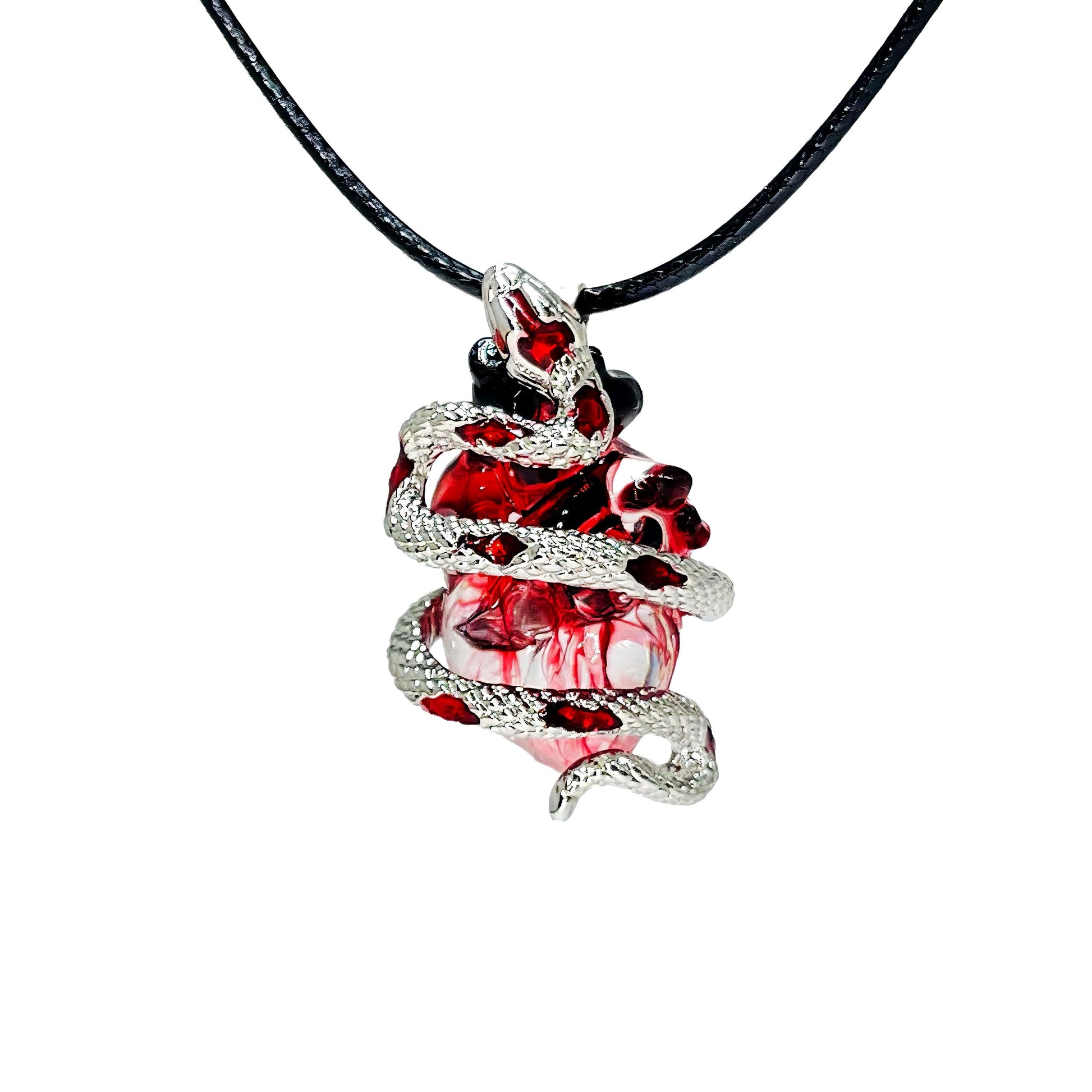 Silver Snake Wrapped Heart Pendant - LOVELY ROBIN