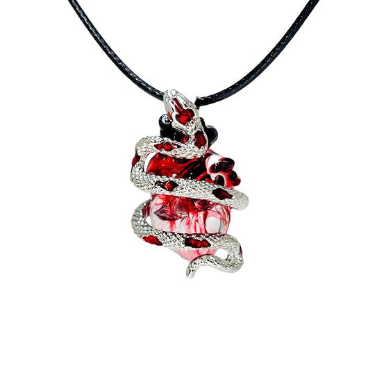Silver Snake Wrapped Heart Pendant - LOVELY ROBIN