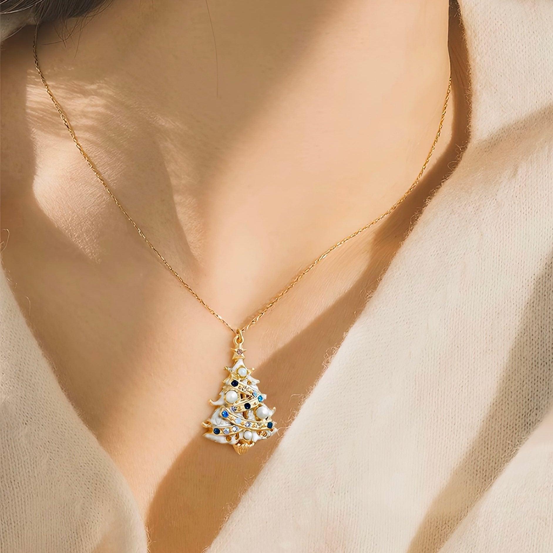 Festive Christmas Tree Pendant Necklace - LOVELY ROBIN