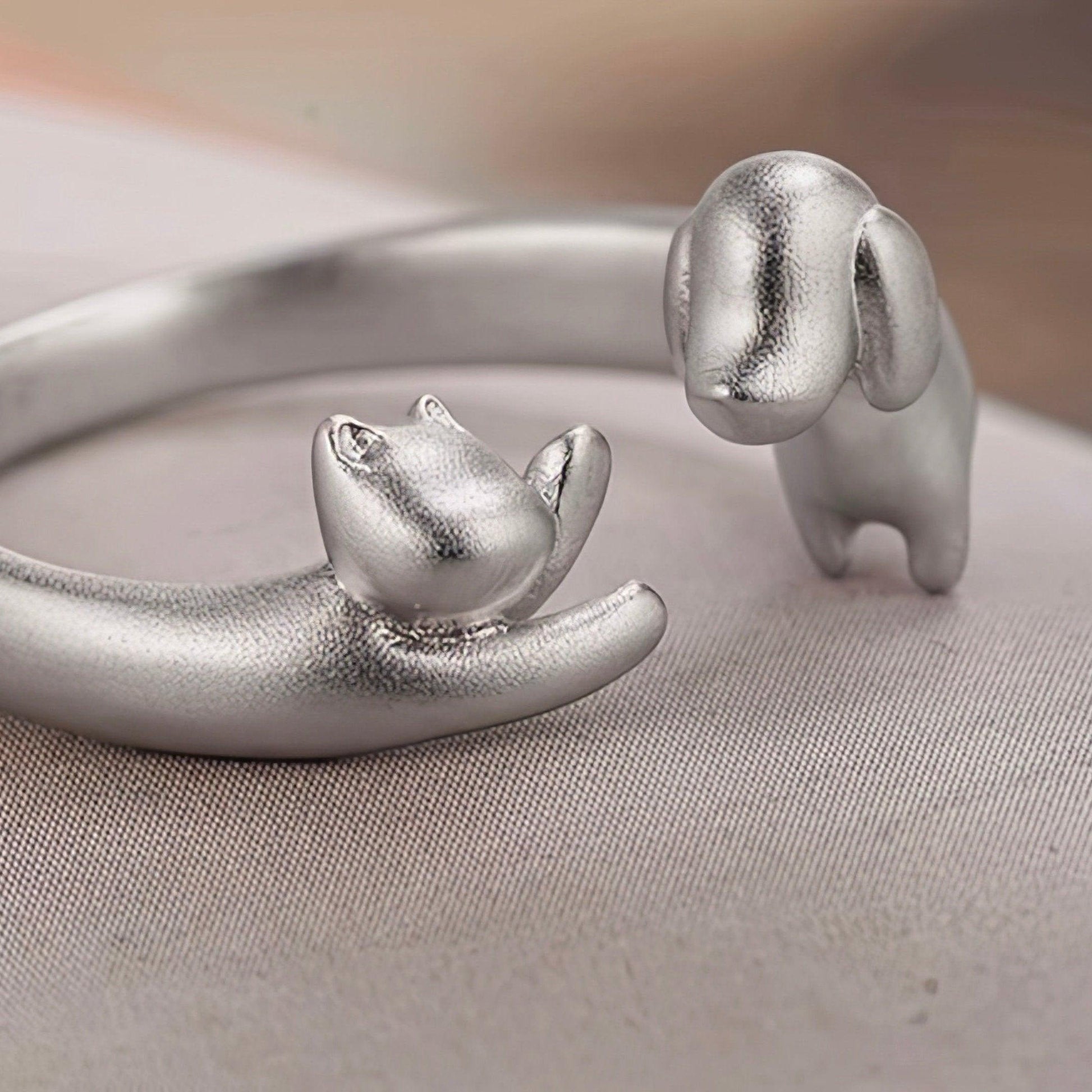 Silver Cat & Dog Ring - LOVELY ROBIN
