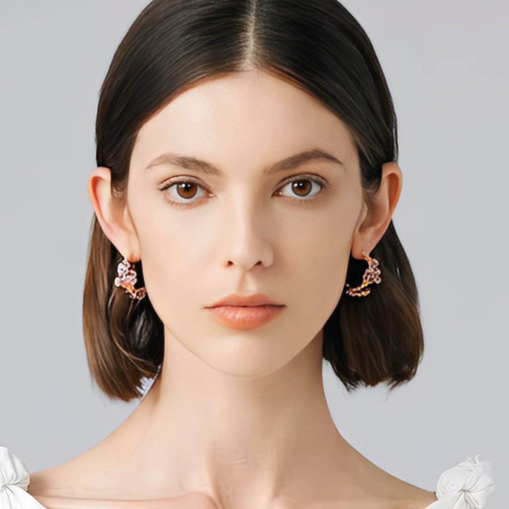 Van Gogh Iris Flower Enamel Earrings - LOVELY ROBIN