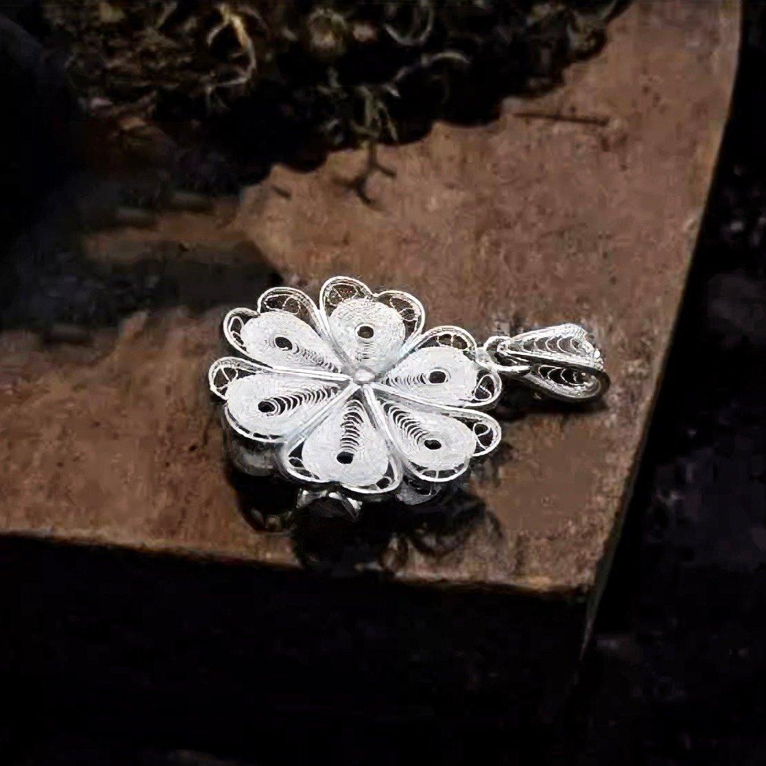 Classic Silver Filigree Pearl Pendant - LOVELY ROBIN