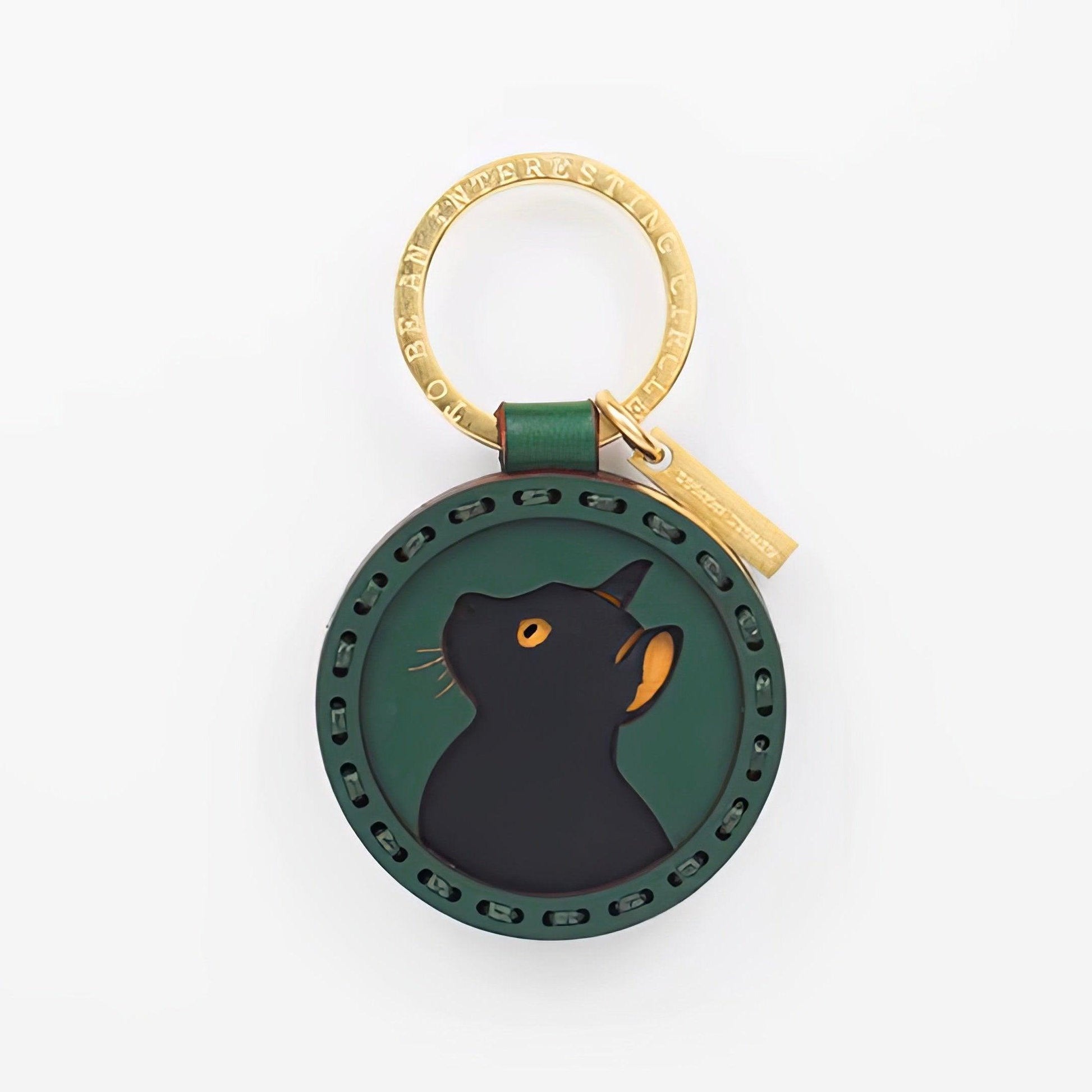 Black Cat Leather Keychain Handmade Cartoon Charm - LOVELY ROBIN