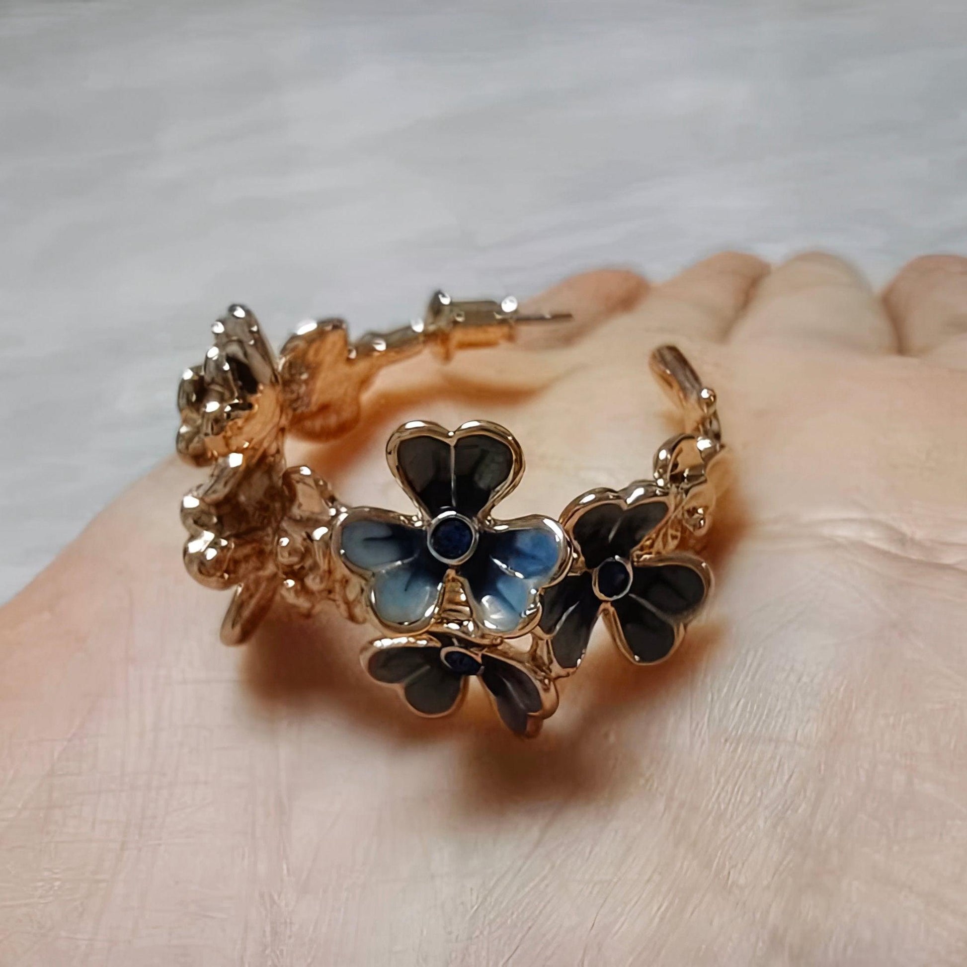 Van Gogh Iris Flower Enamel Earrings - LOVELY ROBIN