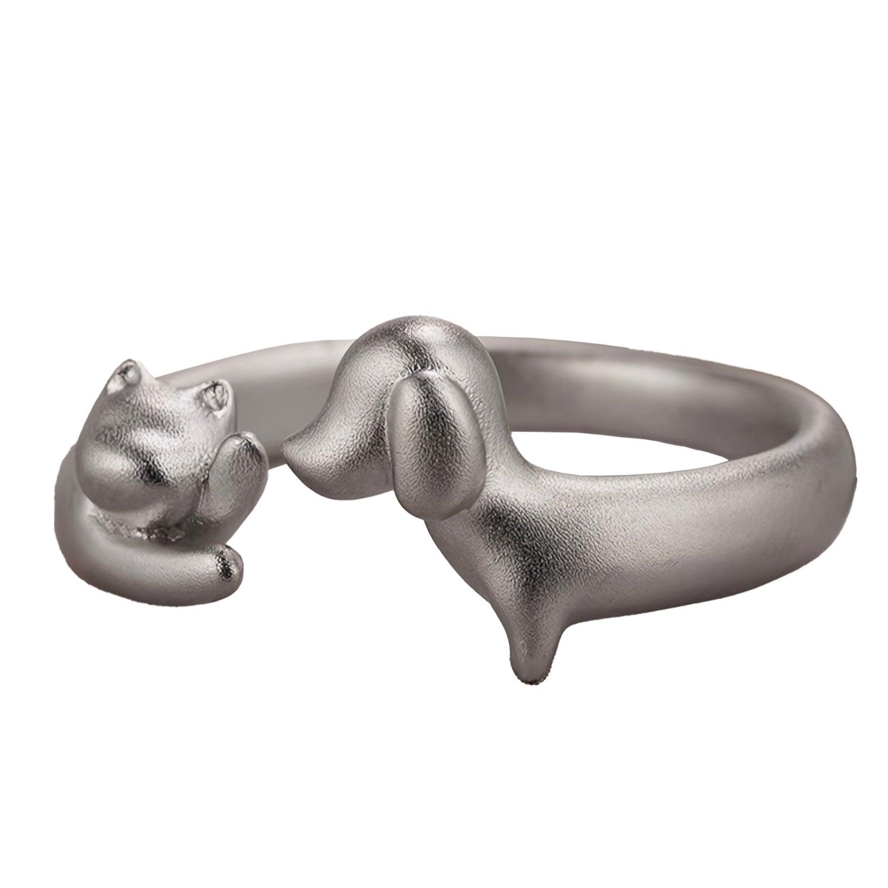 Silver Cat & Dog Ring - LOVELY ROBIN
