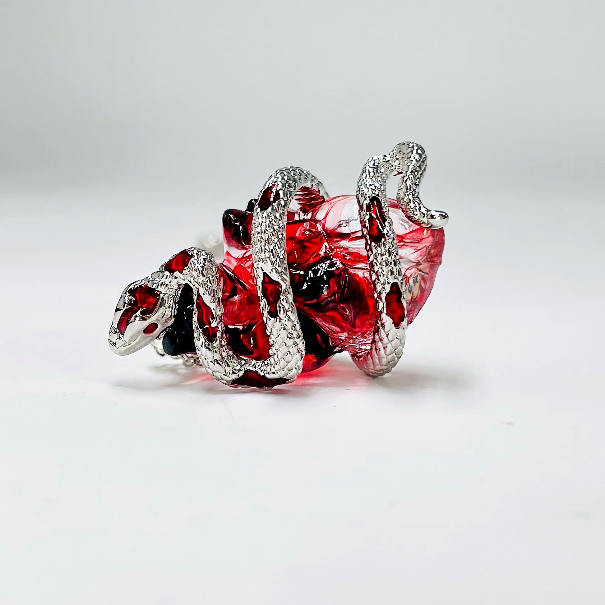 Silver Snake Wrapped Heart Pendant - LOVELY ROBIN