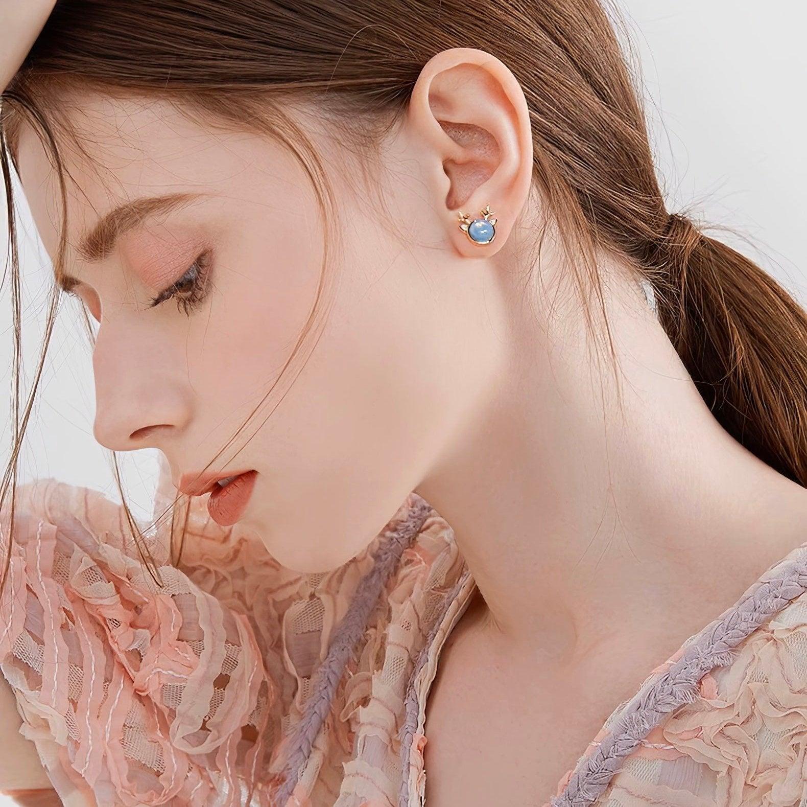 Christmas Asymmetrical Deer Earrings - LOVELY ROBIN