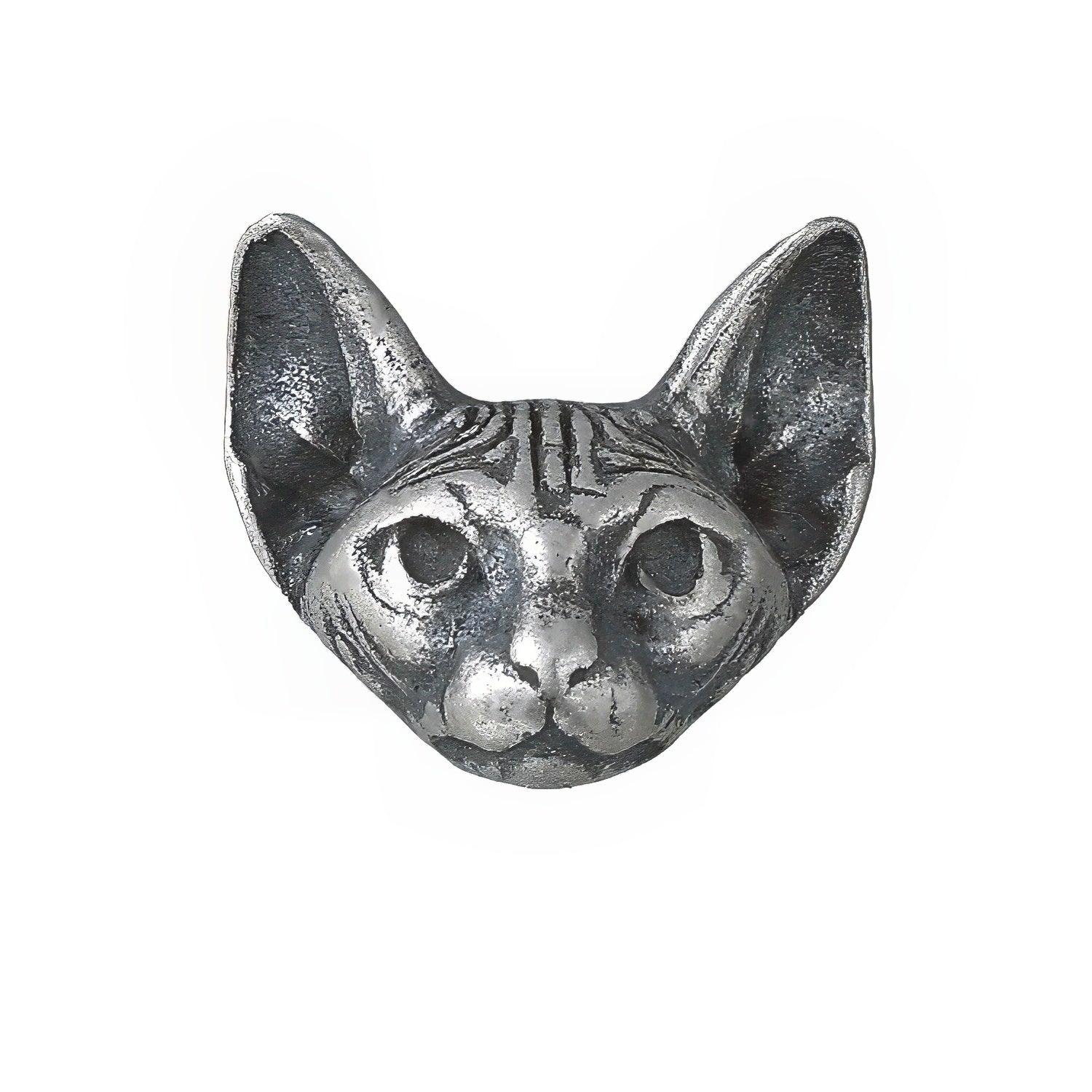 Vintage Silver Gothic Cat Stud Earrings - LOVELY ROBIN