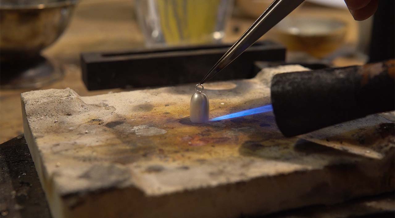 Original Handcrafted Capsule Pendant Necklace with Natural Opal and Solid Silver