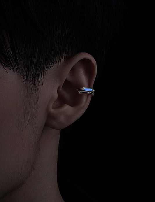 S925 Sterling Silver Double-Layer Tritium Glow Ear Cuff
