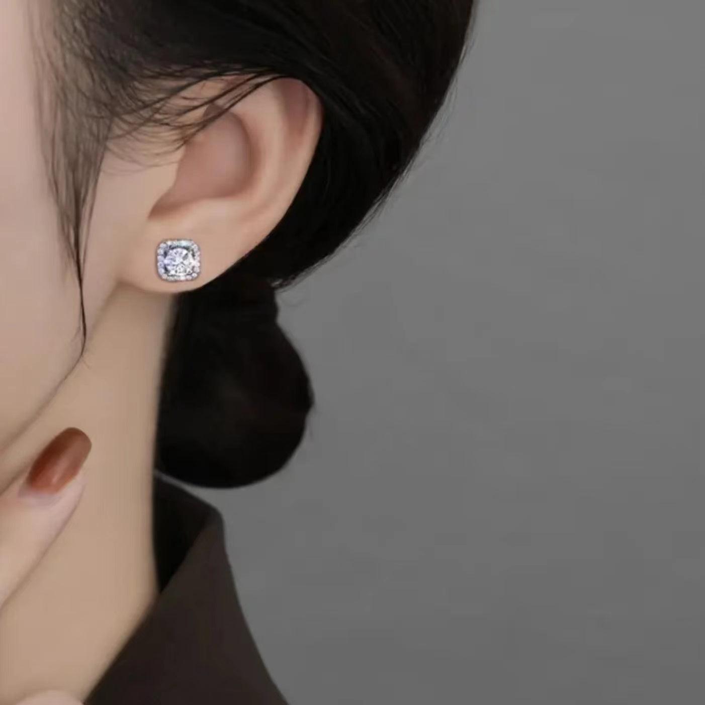 Haute Couture Square Sugar Silver Stud Earrings - LOVELY ROBIN